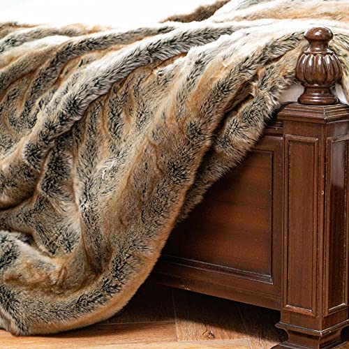 Luxurious Brown Faux Fur Throw Blanket, 60 x 80