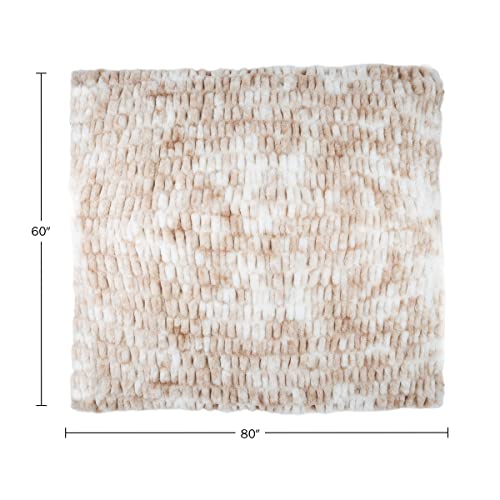 Luxurious Oversized Jacquard Faux Fur Blanket - Cream