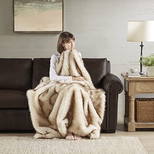 Hyde Lane Luxury Faux Fur Throw Blanket, Fox Golden