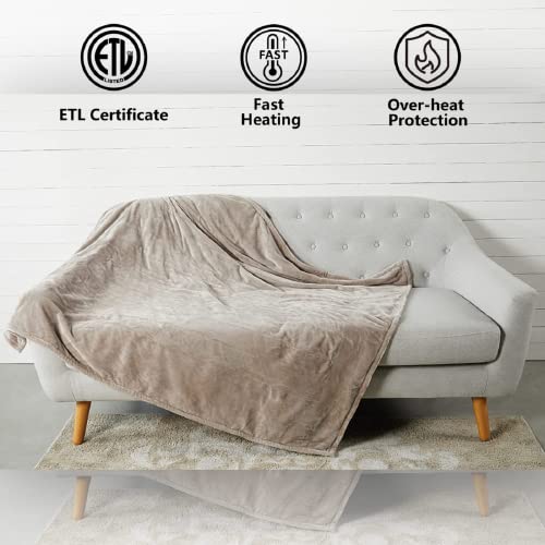 Tefici Electric Heated Blanket Throw, Super Cozy Soft