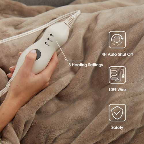 Tefici Electric Heated Blanket Throw, Super Cozy Soft