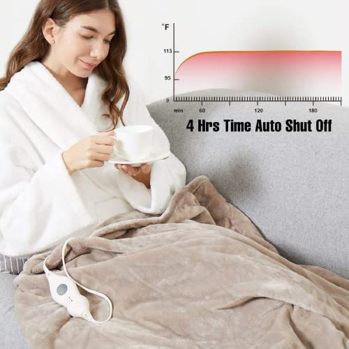 Tefici Electric Heated Blanket Throw, Super Cozy Soft