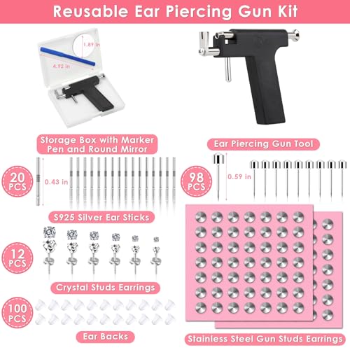 Ear Piercing Kit with 230 Stainless Steel Studs