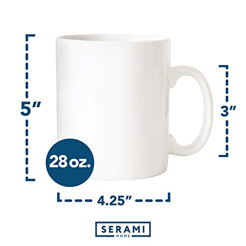 Serami 28oz White Ceramic Big Coffee Mugs (2 pack)