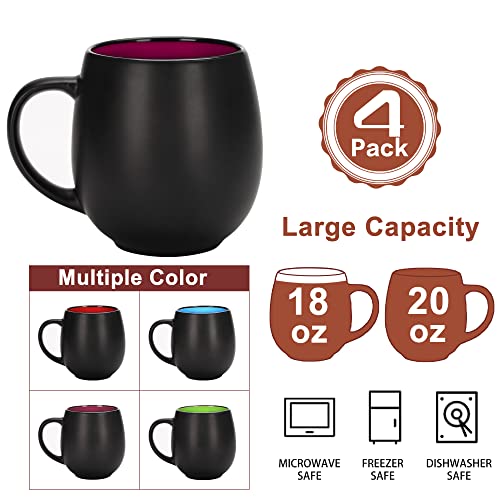 Vivimee 4 Pack Large Ceramic Coffee Mug Sets