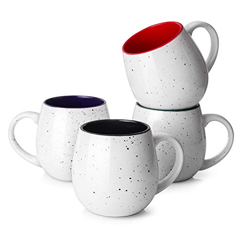 LIFVER Jumbo Ceramic Coffee Mugs Set of 4