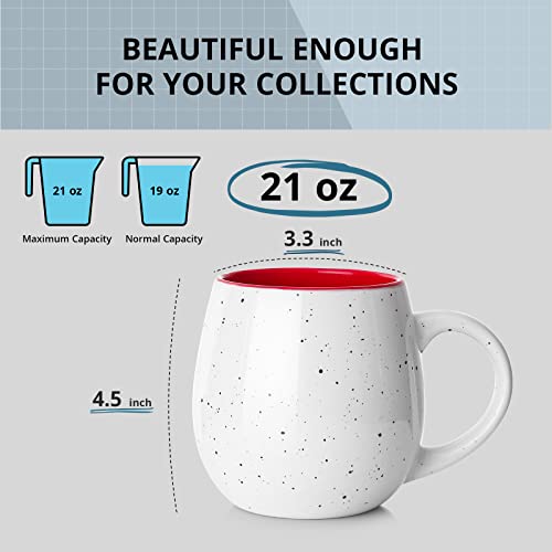 LIFVER Jumbo Ceramic Coffee Mugs Set of 4