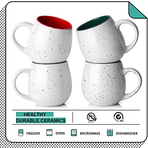 LIFVER Jumbo Ceramic Coffee Mugs Set of 4