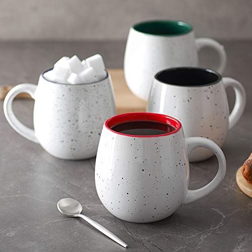 LIFVER Jumbo Ceramic Coffee Mugs Set of 4