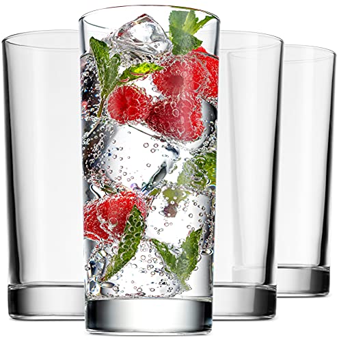 Italian Made Godinger Highball Glasses Set - 14oz, Set of 4