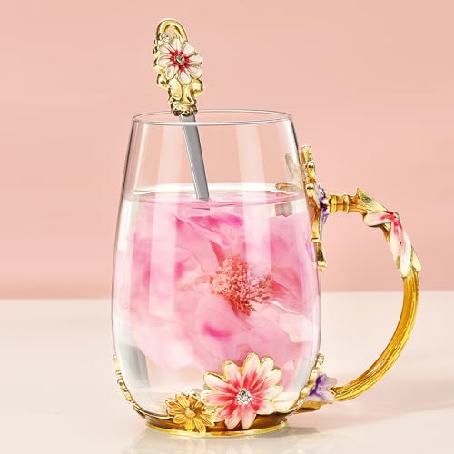 Enamel Glass Tea Cup for Women - Gift Idea