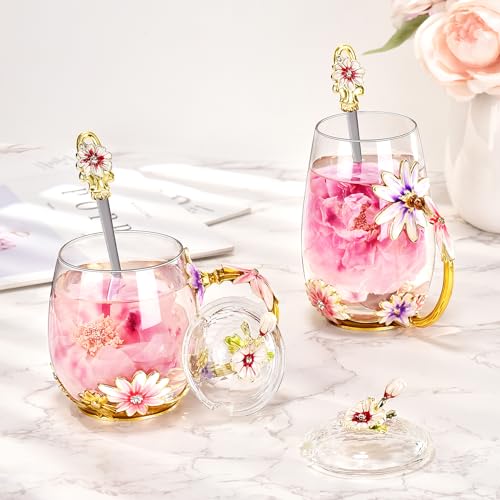 Enamel Glass Tea Cup for Women - Gift Idea