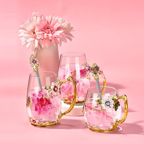 Enamel Glass Tea Cup for Women - Gift Idea