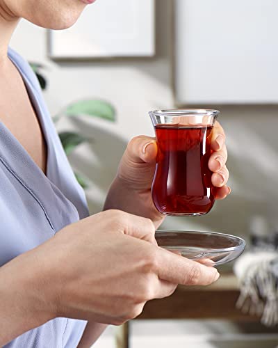 Set of 12 Turkish Tea Cups and Saucers