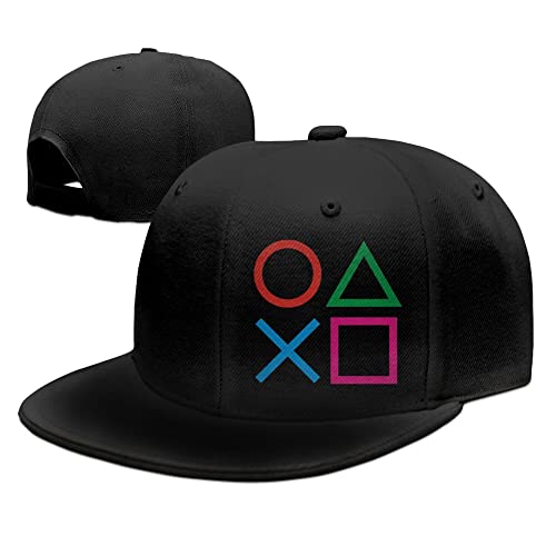 Black Gamer Snapback Baseball Cap Adjustable Flat Bill