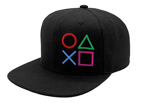 Embroidered Gamer Hat Fitted Snapback Cap - Black
