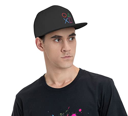 Embroidered Gamer Hat Fitted Snapback Cap - Black