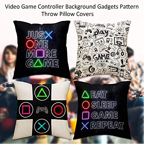 Game Boys Bedroom Playroom 4-Pack Square Throw Pillow Case