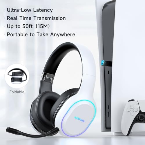 Wireless Gaming Headset for PS5, PS4, PC (White)