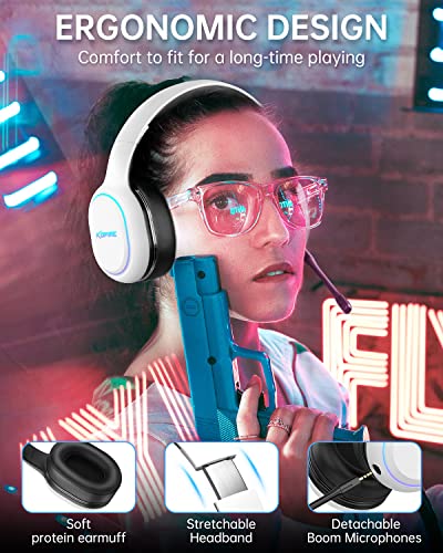 Wireless Gaming Headset for PS5, PS4, PC (White)