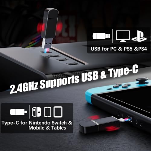 Wireless Gaming Headset for PS5 PS4 Switch PC