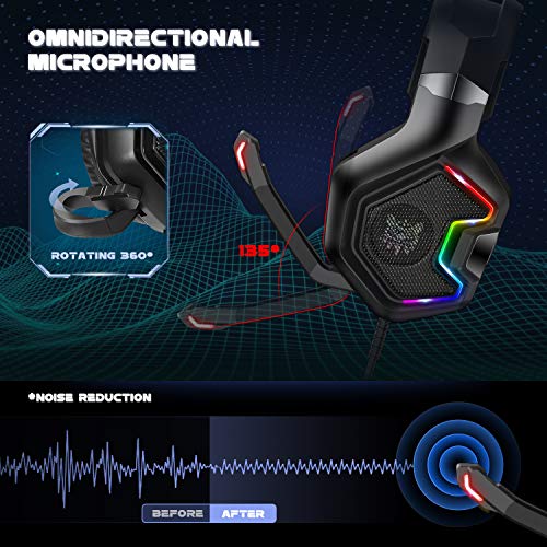 Euarne Gaming Headset for PS5, PS4, Xbox & PC