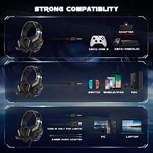Euarne Gaming Headset for PS5, PS4, Xbox & PC