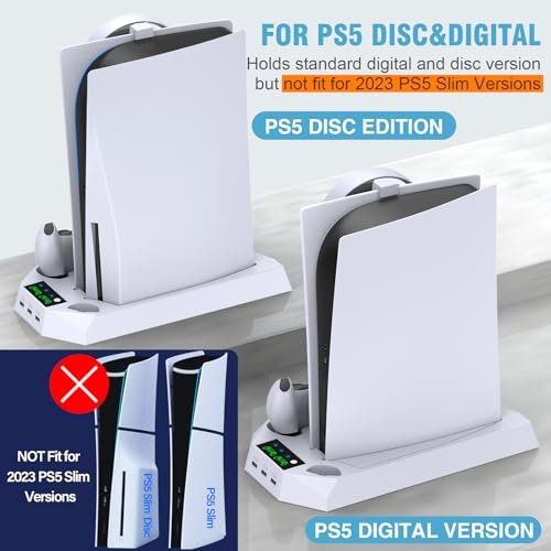 PS5 Stand with Dual Controller Charger and Cooling Fan
