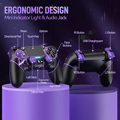 Wireless Gamepad Controller for PS4/Pro/Slim Consoles, 6-Axis Motion Sensor