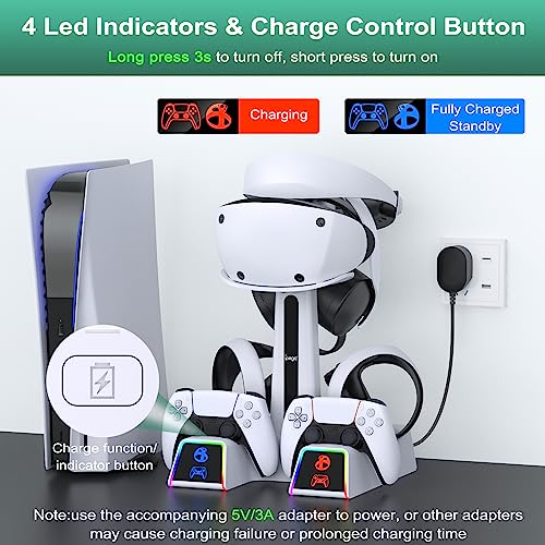 PS5 Charging Station with RGB Controller Dock & VR2 Headset Holder