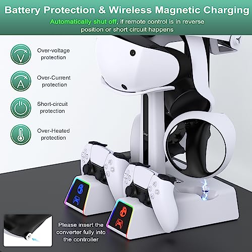 PS5 Charging Station with RGB Controller Dock & VR2 Headset Holder