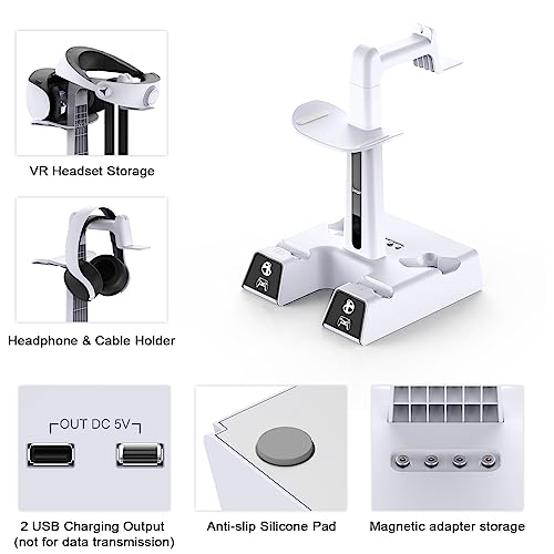 PS5 Charging Station with RGB Controller Dock & VR2 Headset Holder
