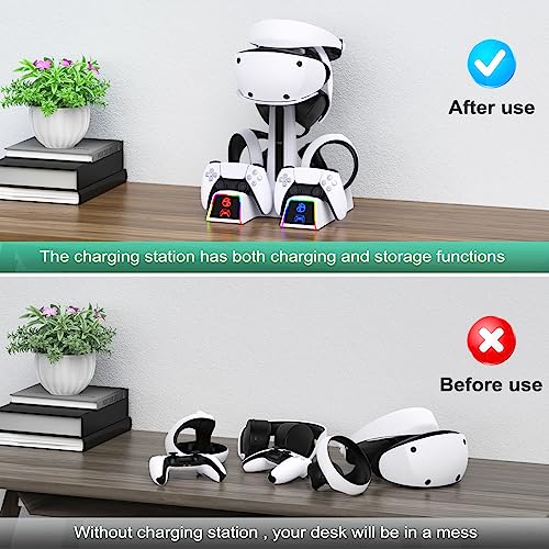 PS5 Charging Station with RGB Controller Dock & VR2 Headset Holder