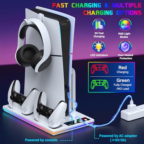 PS5/PS5 Slim Cooling Stand with RGB Lights