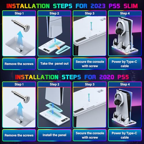 PS5/PS5 Slim Cooling Stand with RGB Lights