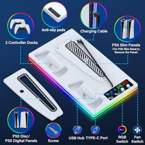 PS5/PS5 Slim Cooling Stand with RGB Lights