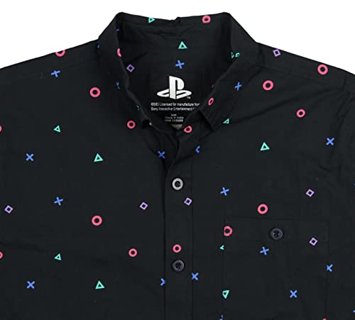 Sony PlayStation Men's Controller Icon Print Button Up Shirt