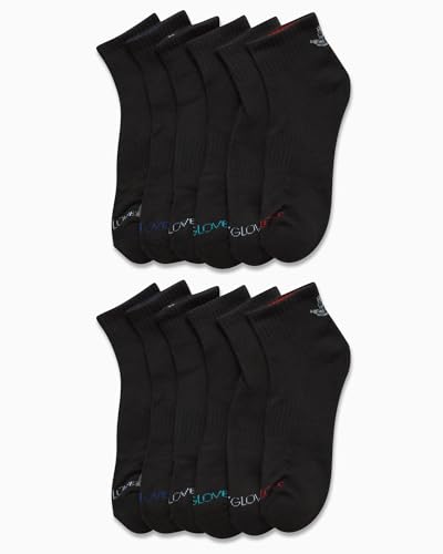 Body Glove Men's Socks - 12 Pack Performance Cushion Athletic Quarter Cut Socks - Running Socks for Men, Size 6-12, Black/Grey