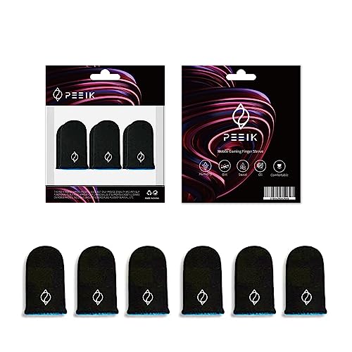 PEEIK Gaming Finger Sleeve Gamer Thumb Sleeves Mobile Gaming Stabilizer, PUBG Finger Gloves for Gaming Gloves COD Game Finger Covers Wrap, 6 Pack