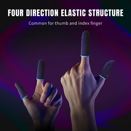 PEEIK Gaming Finger Sleeve Gamer Thumb Sleeves Mobile Gaming Stabilizer, PUBG Finger Gloves for Gaming Gloves COD Game Finger Covers Wrap, 6 Pack