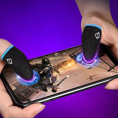 PEEIK Gaming Finger Sleeve Gamer Thumb Sleeves Mobile Gaming Stabilizer, PUBG Finger Gloves for Gaming Gloves COD Game Finger Covers Wrap, 6 Pack