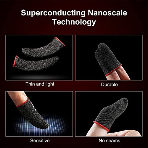Gaweb Gaming Finger Covers Sweat Proof Breathable 0.98MM Thin Mobile Game Controller Fingertips Sleeves Thumb Gloves Green A