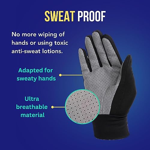 ONISSI Pro Gaming Gloves for Sweaty Hands|Gamer Grip Gloves for Video Games|Sim Racing Gloves for Men and Women|Anti Sweat, Black, Full Finger Gaming Gloves for PS4/PS5/Xbox/Computer/PC/VR/Sim Racer