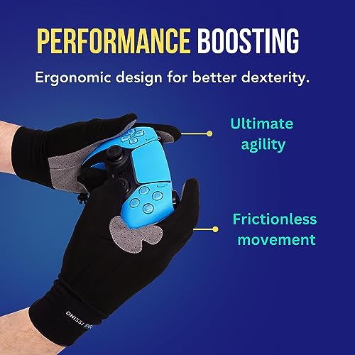 ONISSI Pro Gaming Gloves for Sweaty Hands|Gamer Grip Gloves for Video Games|Sim Racing Gloves for Men and Women|Anti Sweat, Black, Full Finger Gaming Gloves for PS4/PS5/Xbox/Computer/PC/VR/Sim Racer