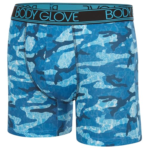 Body Glove Mens Boxer Briefs 4 Pack, Dry Fit Performance Underwear, Breathable Active Comfortable Athletic Boxers - Camo/M