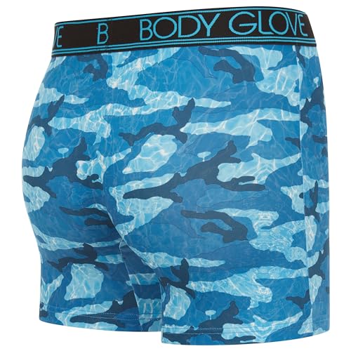 Body Glove Mens Boxer Briefs 4 Pack, Dry Fit Performance Underwear, Breathable Active Comfortable Athletic Boxers - Camo/M