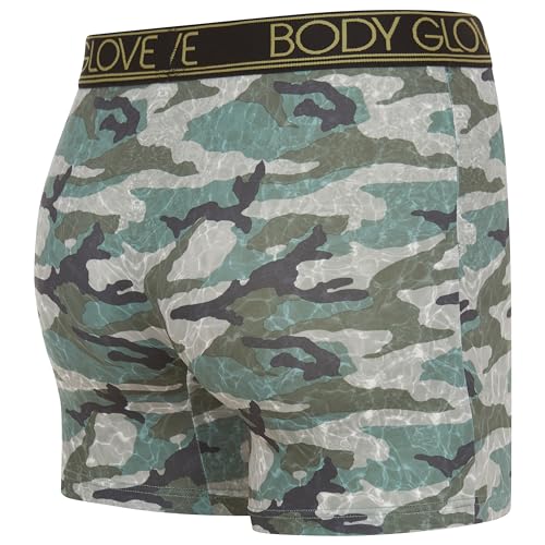 Body Glove Mens Boxer Briefs 4 Pack, Dry Fit Performance Underwear, Breathable Active Comfortable Athletic Boxers - Camo/M