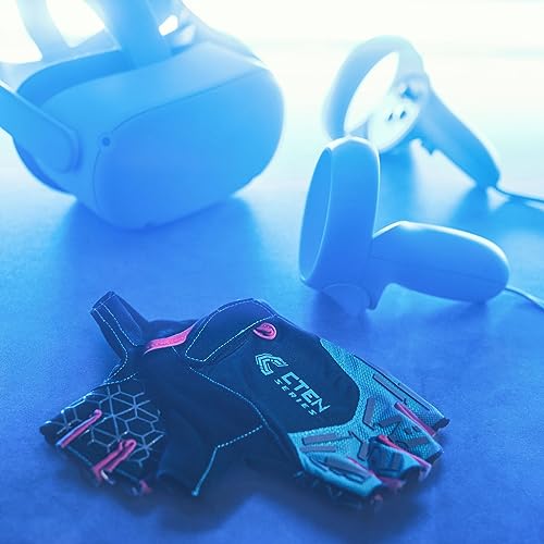 CTEN Series Gaming Gloves - Great Comfort and Grip, Perfect Gaming Gloves for Sweaty Hands, Ideal Gamer Gloves for PC, VR Gloves, Blue-Pink-Medium