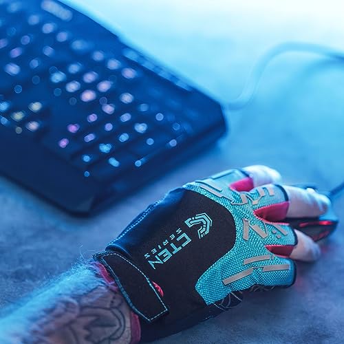 CTEN Series Gaming Gloves - Great Comfort and Grip, Perfect Gaming Gloves for Sweaty Hands, Ideal Gamer Gloves for PC, VR Gloves, Blue-Pink-Medium
