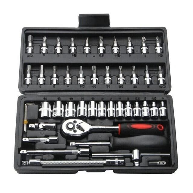 46 Piece 1/4" Drive Socket Wrench Ratchet Driver Set Screwdriver Tool with Case